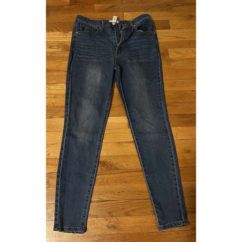 Forever 21 Women's Blue Medium Wash Slim Skinny Cotton Denim 5-Pocket Jeans